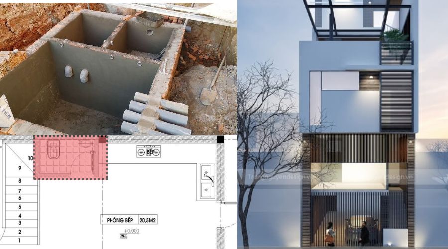 Nhà ống nên đặt bể phốt ở đâu để dễ hút và xử lý?