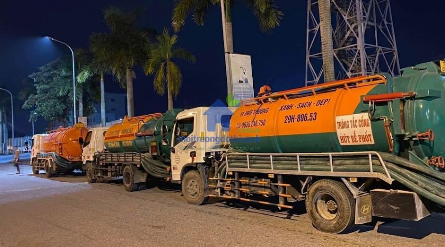 Xe hút bể phốt tại Vĩnh Yên làm việc tại khu công nghiệp