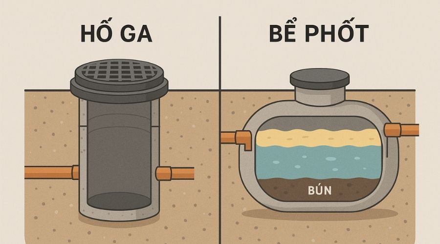 So sánh hố ga và bể phốt: Chức năng và cấu tạo chi tiết