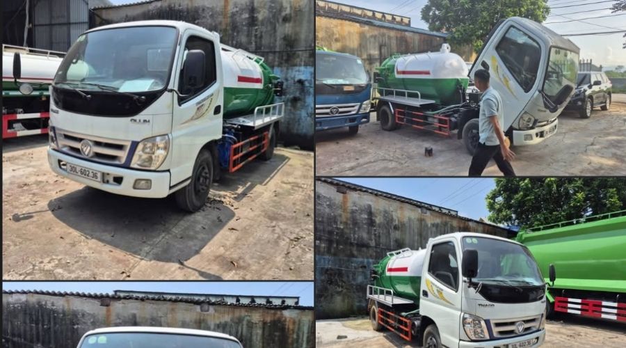Xe hút bể phốt 2 khối mini gọn nhẹ dễ di chuyển