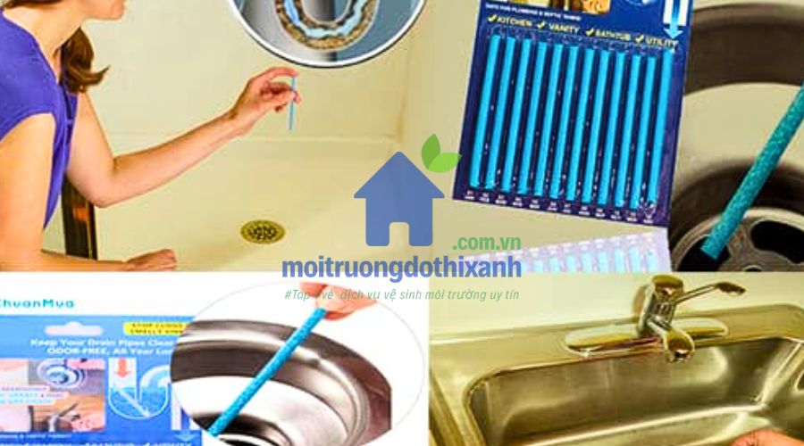 Xử lý tóc rối trong cống bằng que thông chuyên dụng