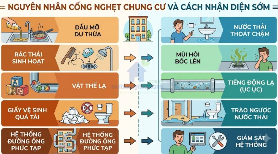 Nguyên Nhân Cống Nghẹt Chung Cư Và Cách Nhận Diện Sớm