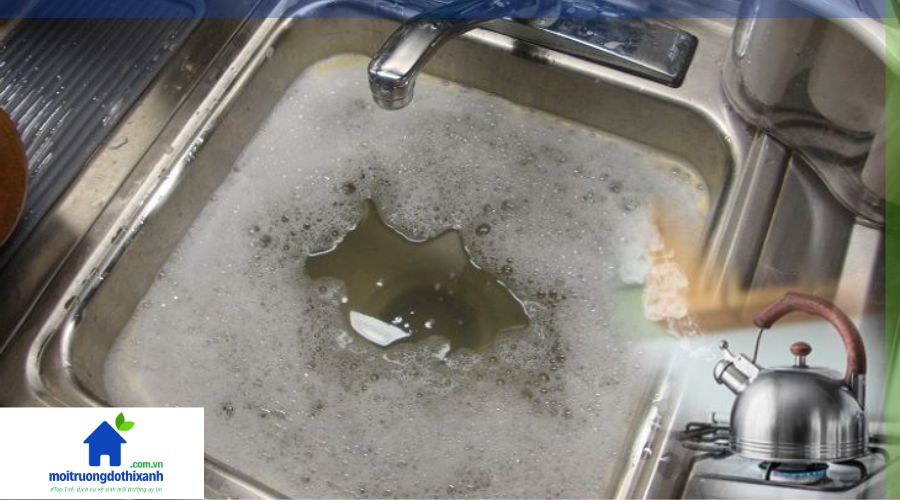 xử lý tình trạng cống bị nghẹt do dầu mỡ