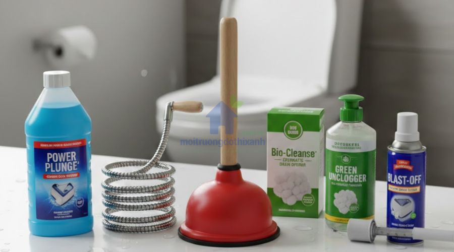 Sản phẩm thông bồn cầu giúp xử lý tắc nghẽn dễ dàng