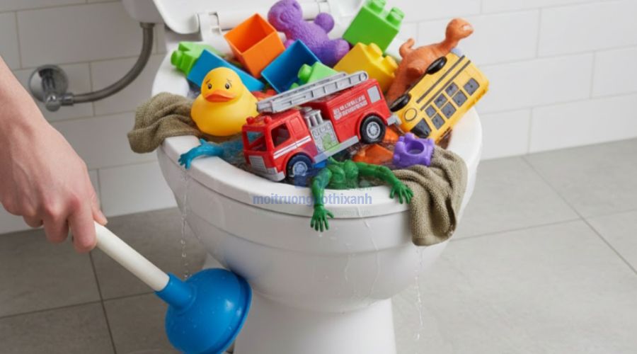 Hướng dẫn cách thông bồn cầu bị nghẹt đồ chơi chi tiết