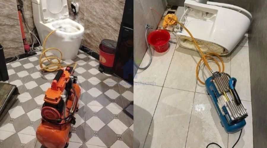 Thông bồn cầu bằng khí nén mạnh mẽ và an toàn