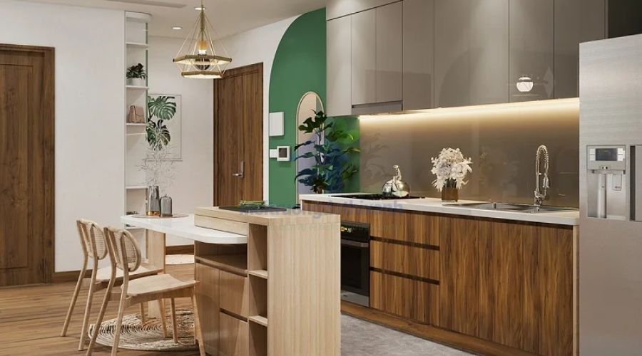Mẫu vách ngăn hiện đại cho khu bếp nhỏ