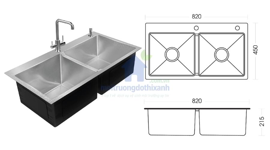 Kích thước bồn rửa chén tiêu chuẩn, để hạn chế nghẹt cống