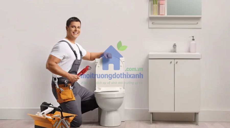 Hình ảnh thợ thông tắc bồn cầu Vĩnh Phúc đang thi công