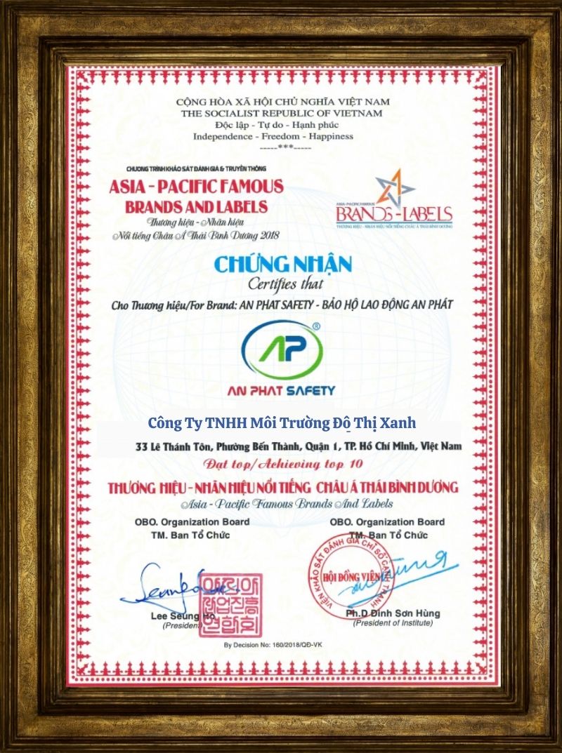 chứng nhận dịch vụ thông bồn cầu môi trường đô thị xanh