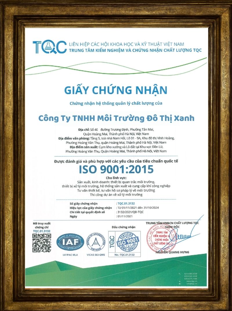 chứng nhận dịch vụ thông bồn cầu môi trường đô thị xanh